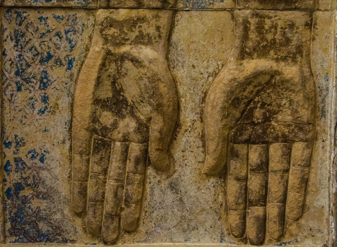 Ancient temple relief detail at Dendera, Egypt.